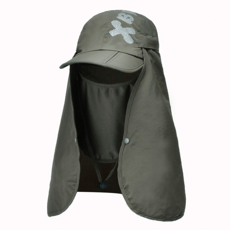Waterproof adjustable sun hat with neck flap for hiking, unisex, durable polyester, sunshade protection, perfect for outdoor adventures.